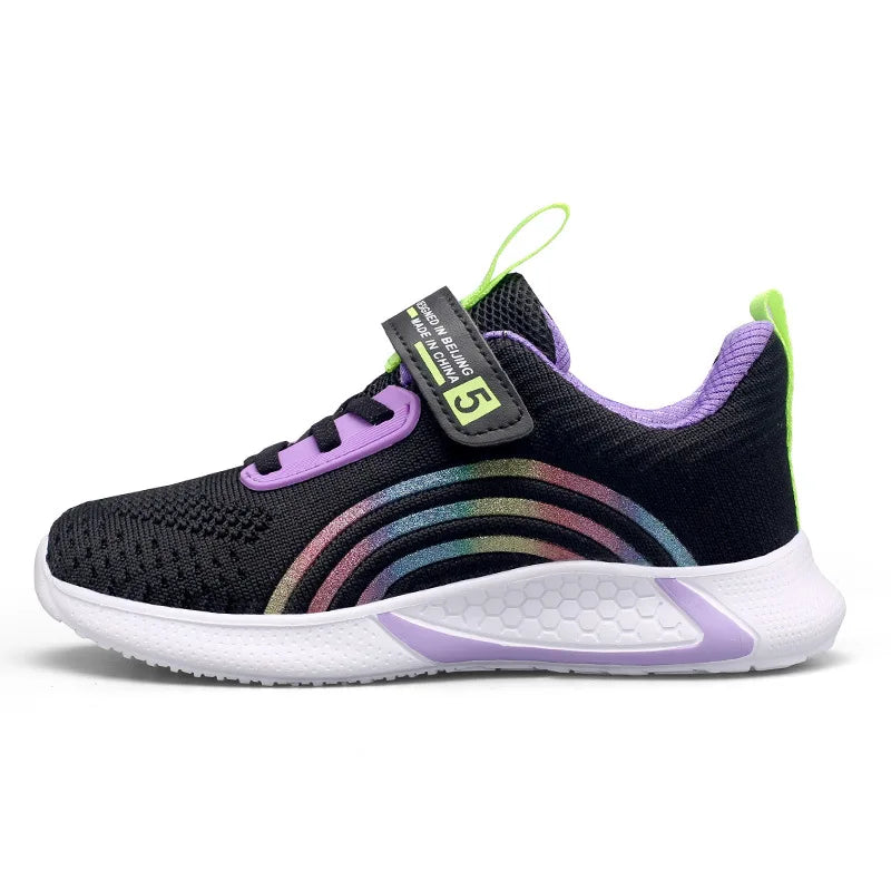 Kids Shoes Girls 6-12 Y Old Casual Sneaker Autumn Mesh Breathable Pink Running Shoes Student White Shoe with Lighted Students
