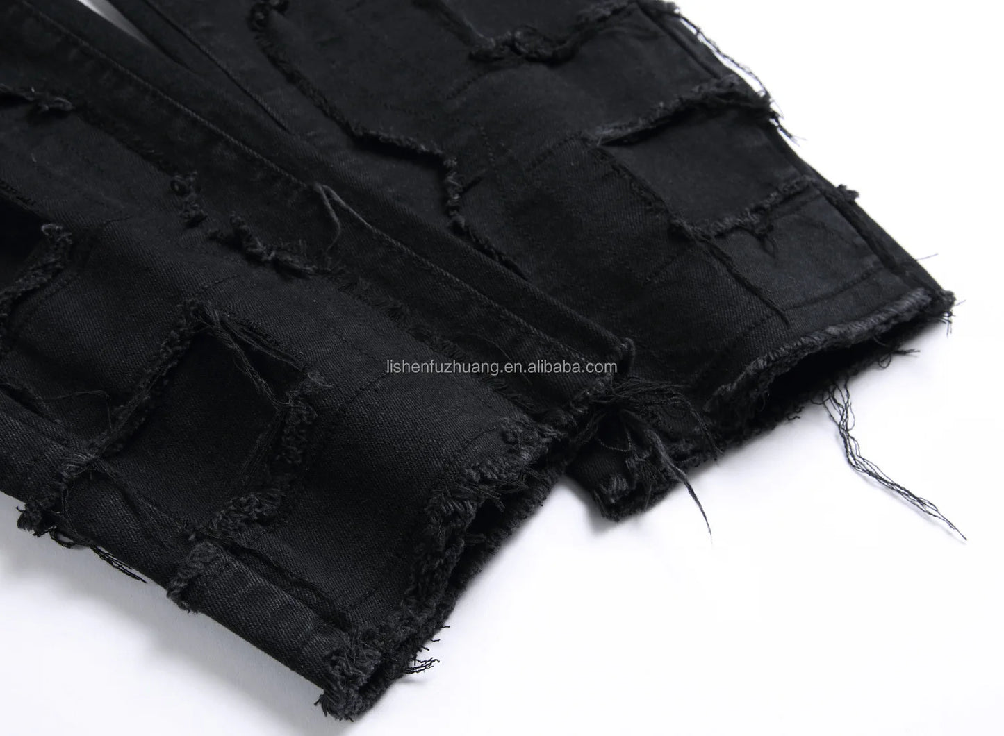 Men's 100% Cotton Stonewashed Denim Flare Pants Straight Style Hip Hop Utility Skulls Pattern Breathable Loose Fit for Adults