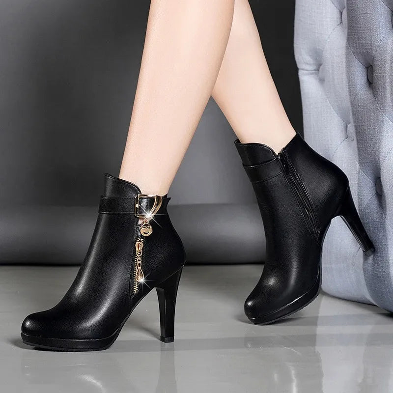 Big High-heeled Shoes for Autumn and Winter, New Short Boots for Women, Slim Heels, High-heeled Fashion Boots for Women