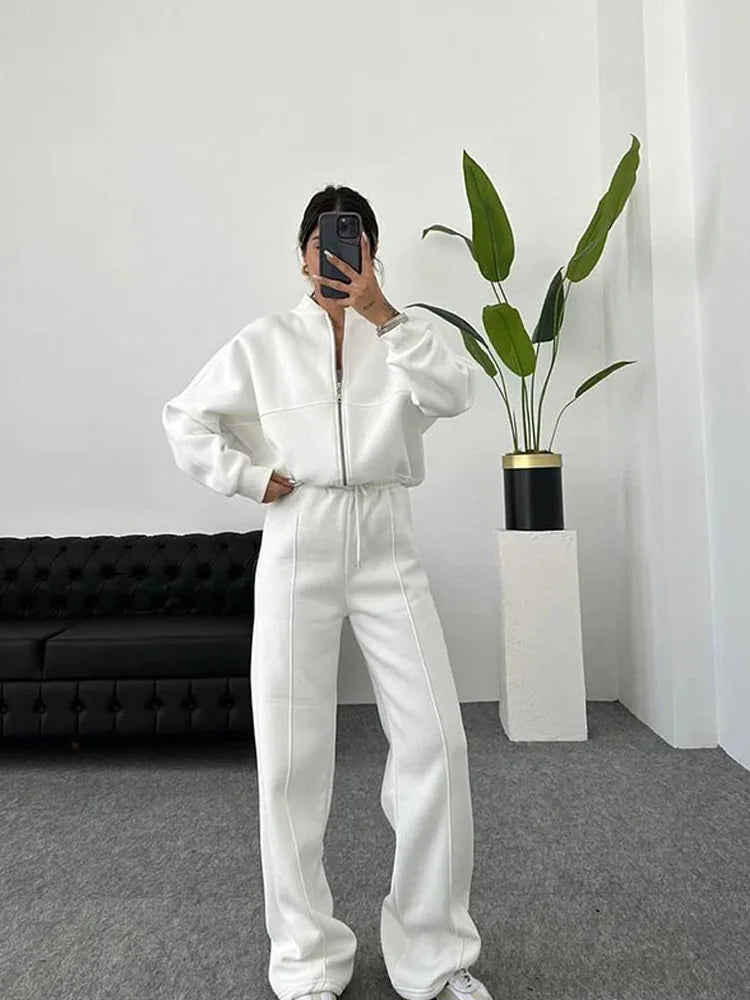 Casual Pants Suit 2025 Autumn Winter Cardigan Sweatshirts Sports Women Fashion Street Long-sleeved Jacket Trousers Two-piece Set