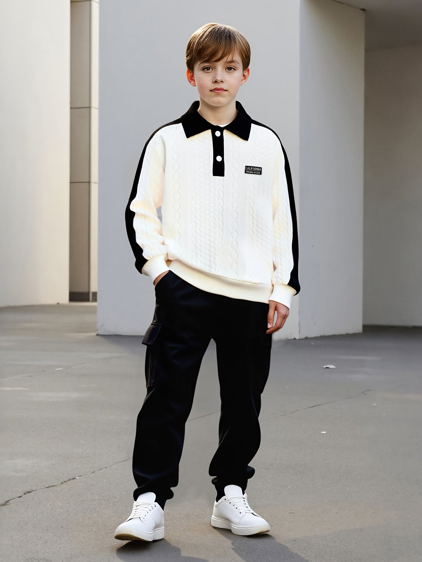 [2pcs Set, Soft Fabric] Boys' Spring/Autumn Outfit, Long Sleeve Shirt and Pants 2pcs Set, for 8-, Fashionable Top + Casual Pants, Soft and Comfortable Fabric, Suitable for Commuting, School Wear, Outdoor Activities, as a Gift