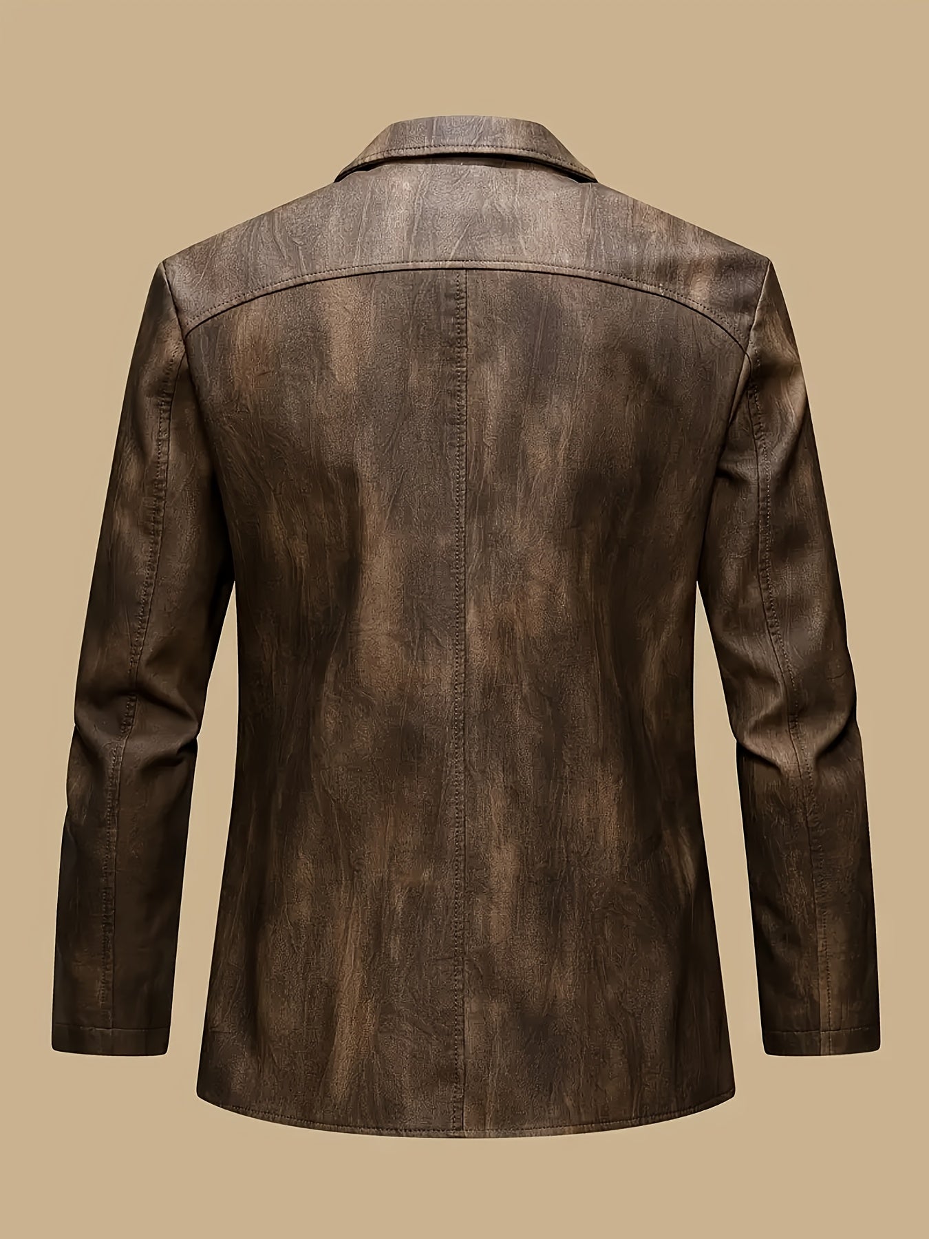 Men's Vintage Full-Breed Peel Soft Blazer Jacket with Collar & Full-Pocket Motorcycle Suit Coat for Business/Casual Wear, Windproof Outer Jacket (), Autumn/Winter