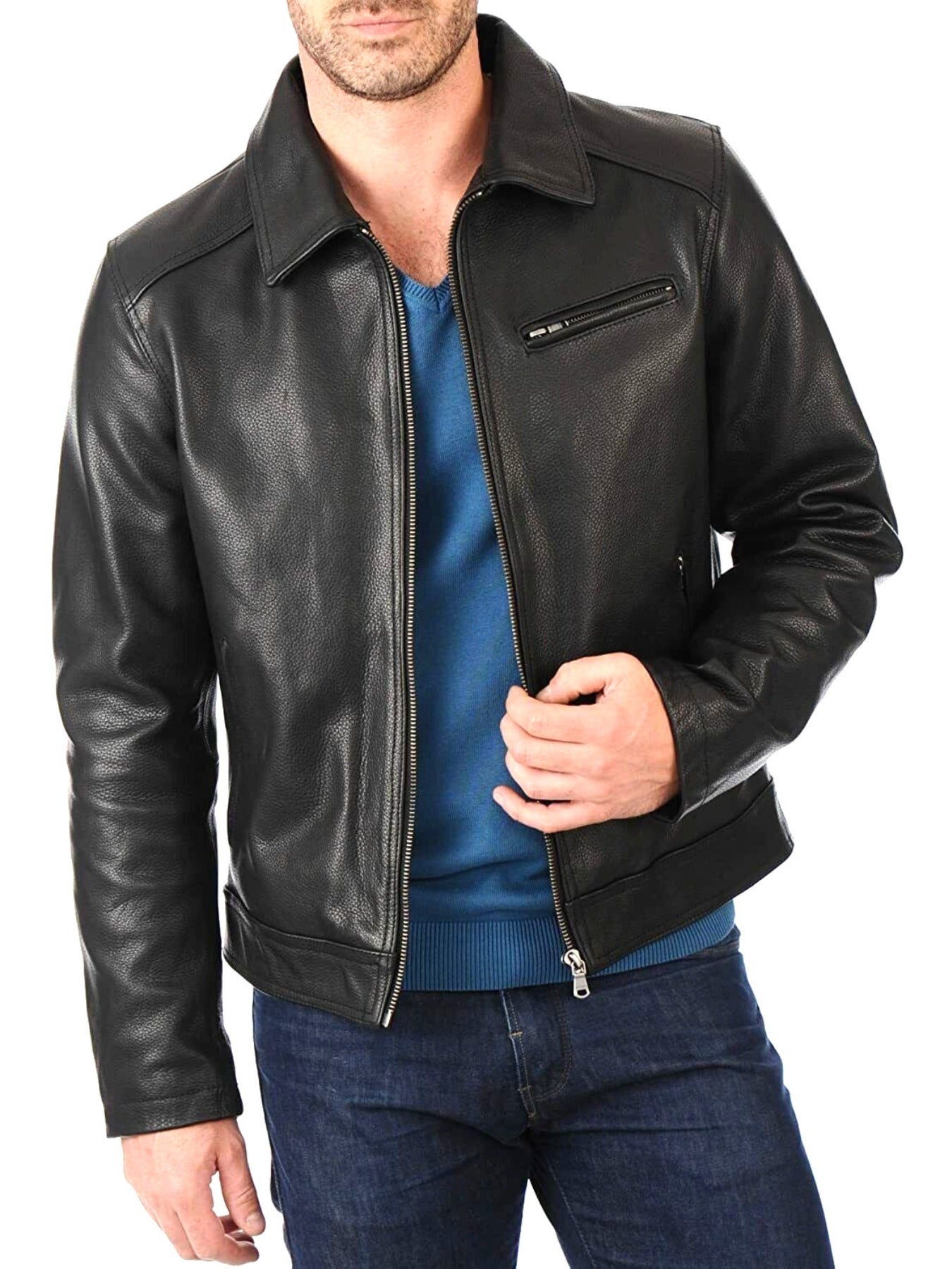 Stand-Up Collar Biker Jacket for Men | Trendy & Stylish New Casual Jacket with Zipper Closure and
