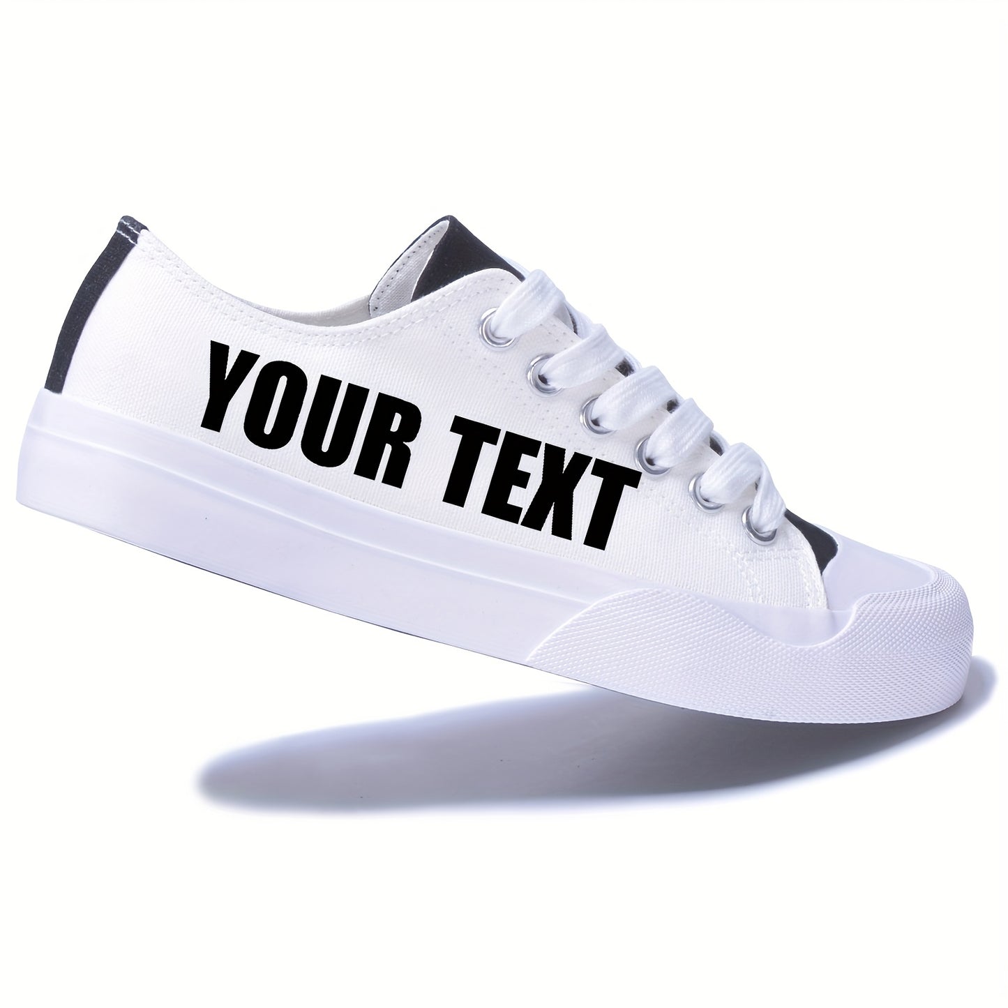 Custom Name/Text Personalized Gift, Wedding & Birthday Letter Couple Shoes - Black and White Low-Top Canvas Sneakers for Men & Women, Comfortable All-Season Wear, Sizes 37-48