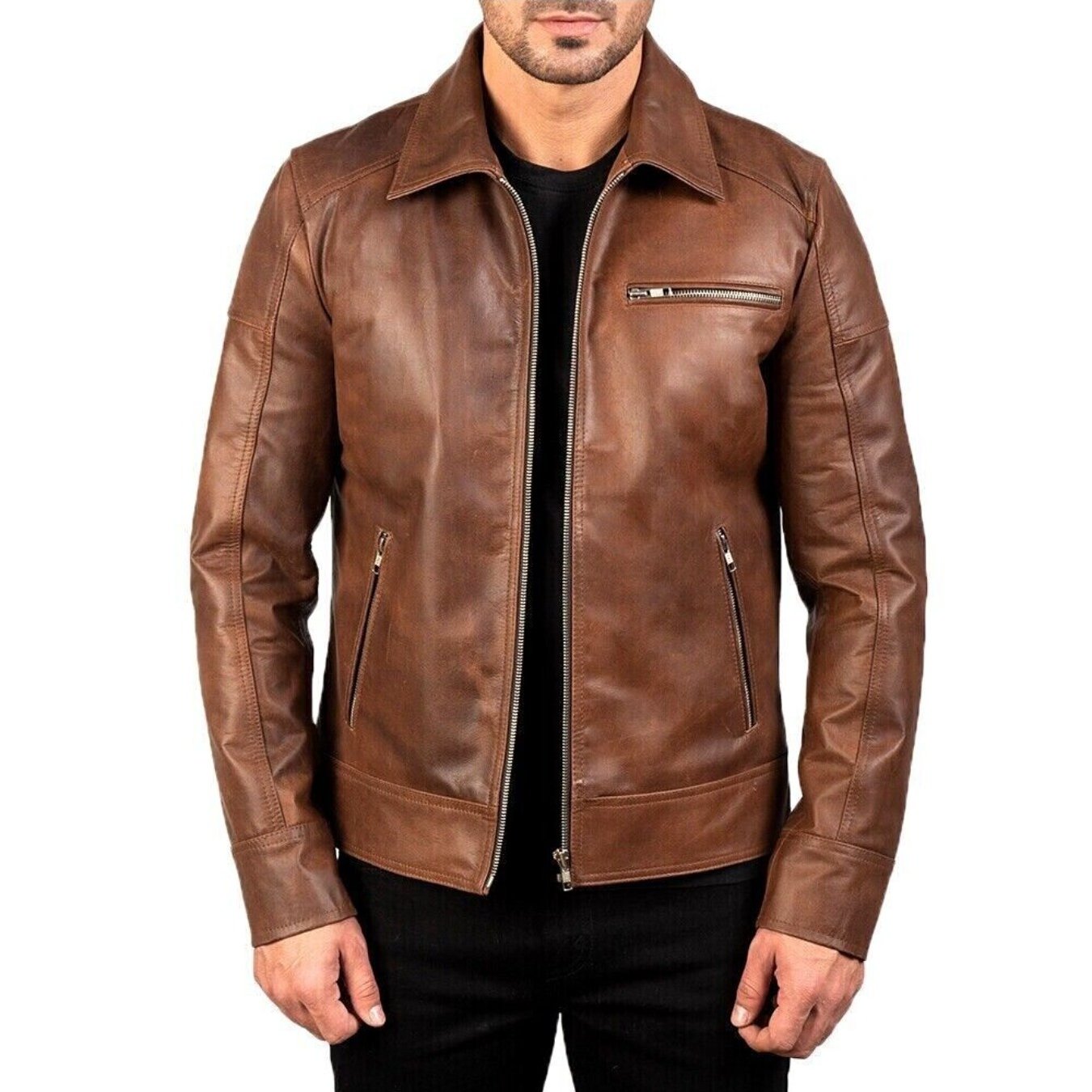 Stand-Up Collar Biker Jacket for Men | Trendy & Stylish New Casual Jacket with Zipper Closure and