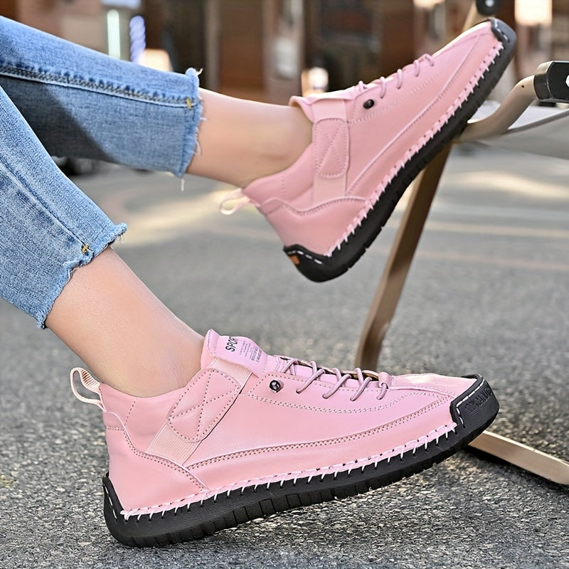 Women'S Slip-On Loafers - Breathable Synthetic Cover Casual Shoes with Soft Rubber Sole, Lace-Up Design, All-Season Comfort for Casual Attire, Ladies Shoes