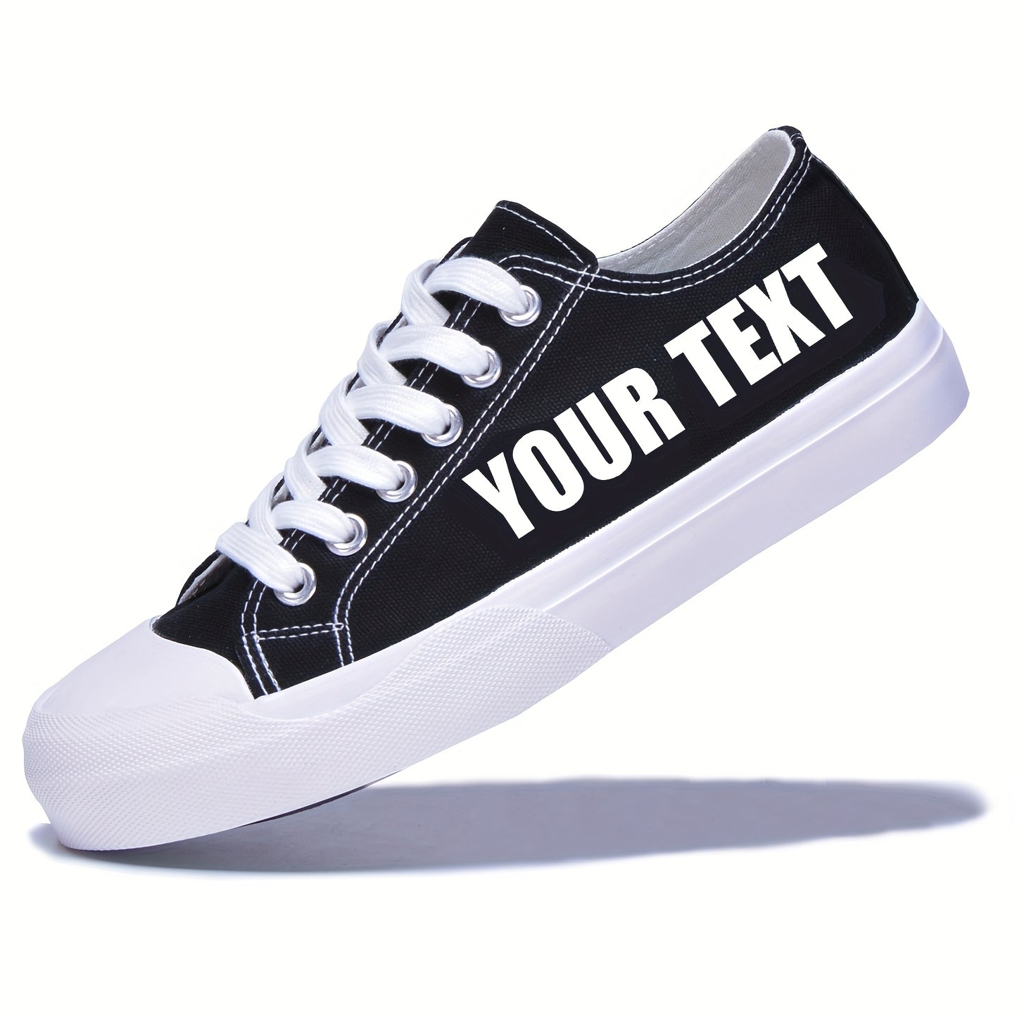 Custom Name/Text Personalized Gift, Wedding & Birthday Letter Couple Shoes - Black and White Low-Top Canvas Sneakers for Men & Women, Comfortable All-Season Wear, Sizes 37-48