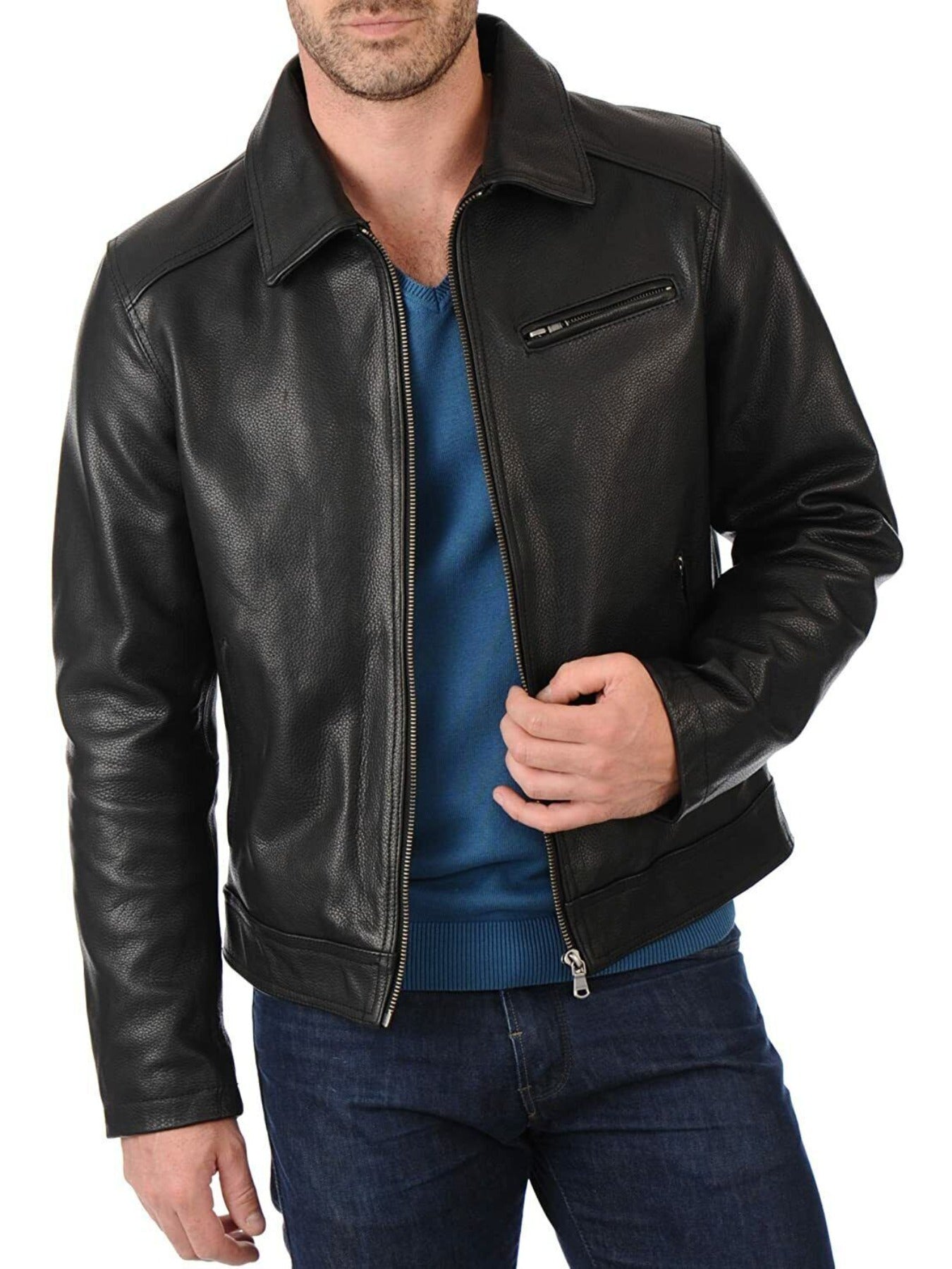 Stand-Up Collar Biker Jacket for Men | Trendy & Stylish New Casual Jacket with Zipper Closure and
