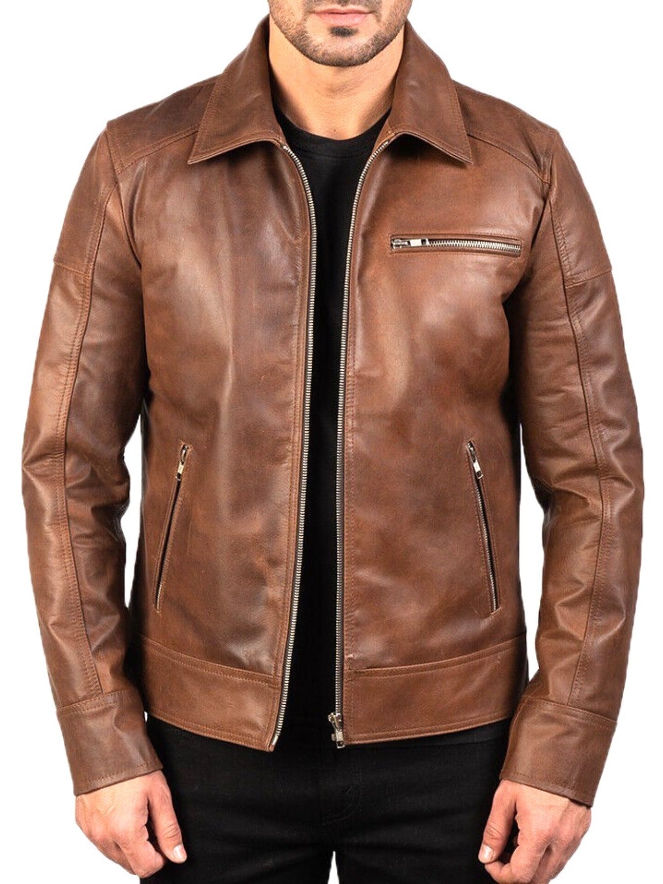 Stand-Up Collar Biker Jacket for Men | Trendy & Stylish New Casual Jacket with Zipper Closure and