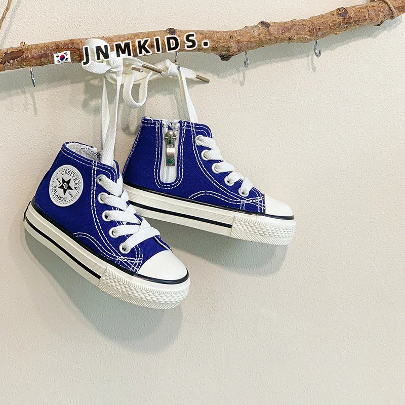High Top Casual School Shoes for Kids Wholesale Fashion Colorful Sneakers for Teen Girls New Sport Children Canvas Trendy Shoes