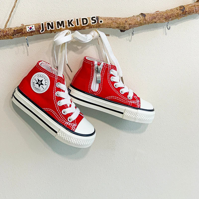 High Top Casual School Shoes for Kids Wholesale Fashion Colorful Sneakers for Teen Girls New Sport Children Canvas Trendy Shoes