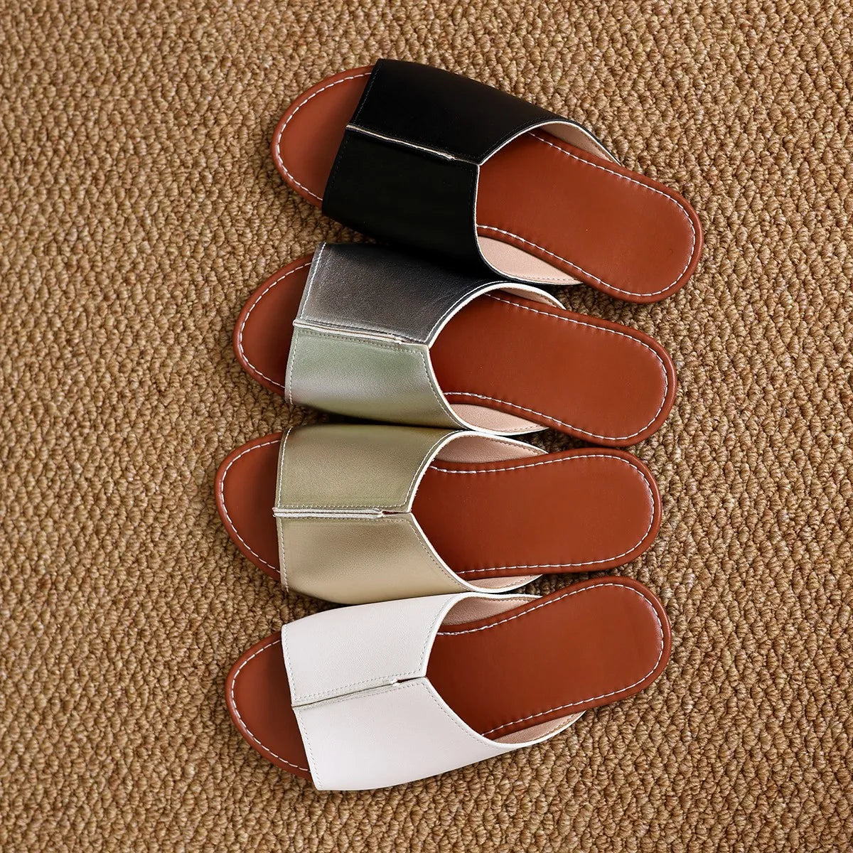 QLFashion2024 Summer All-match New Style-word Drag Non-slip Womens Shoes Casual Breathable Lightweight Sandals Silver Soft