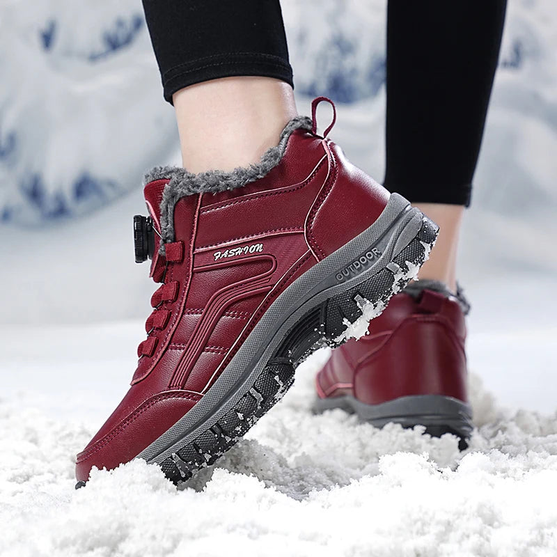 Ladies Adult Plush Lining PU Upper Warm Winter Snow Shoes TPR Outsole Snow Prevention Cold Protection Hard Core
