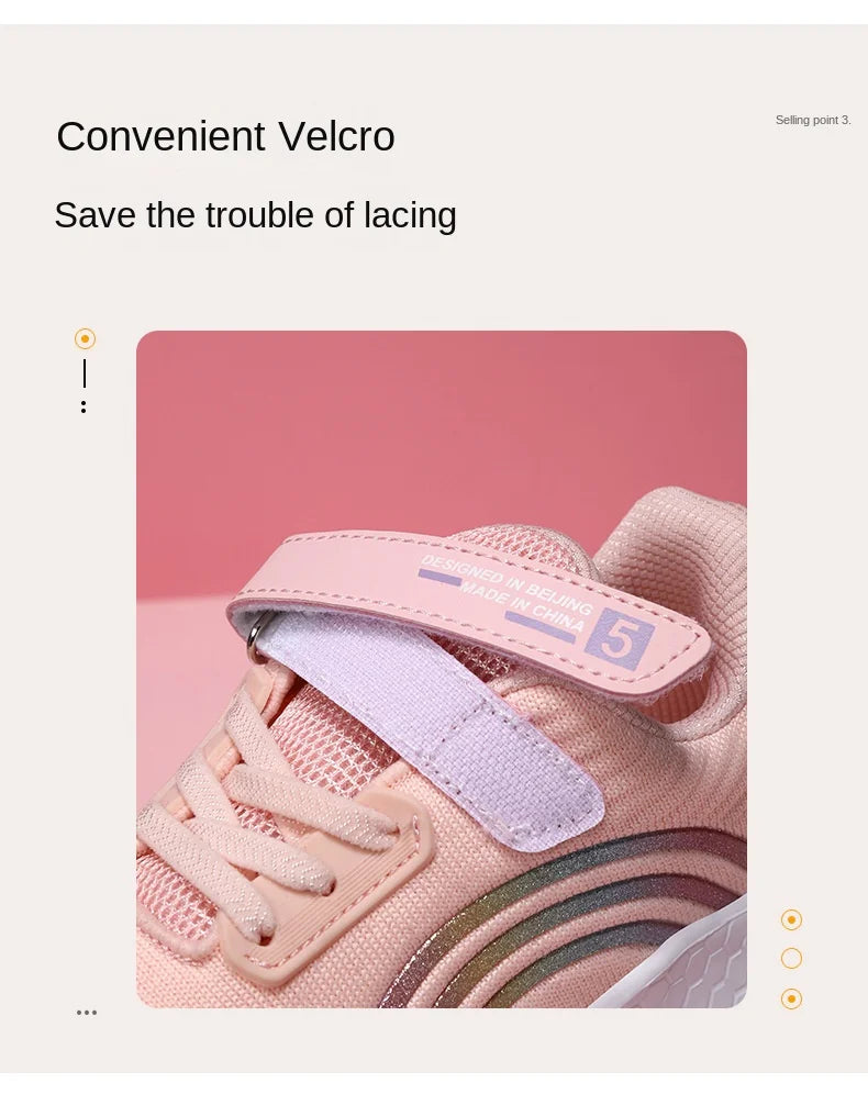 Kids Shoes Girls 6-12 Y Old Casual Sneaker Autumn Mesh Breathable Pink Running Shoes Student White Shoe with Lighted Students