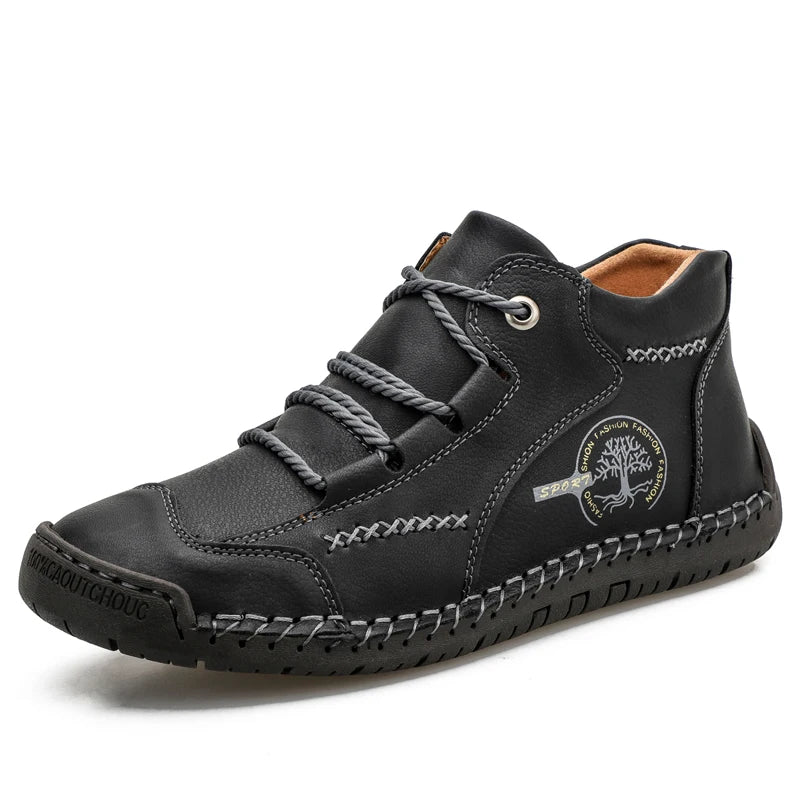 Men's Ankle Boots Work Boots Flats Chukka Outdoor Hiking & Trekking Shoes Leather Mid-top Cotton Padded Warm Lace up  Handmade