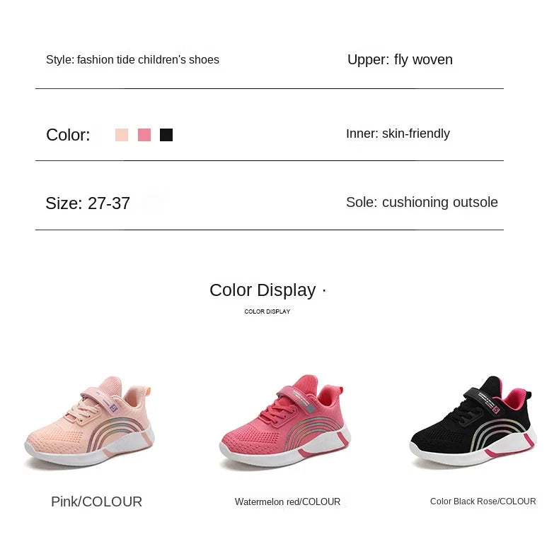 Kids Shoes Girls 6-12 Y Old Casual Sneaker Autumn Mesh Breathable Pink Running Shoes Student White Shoe with Lighted Students