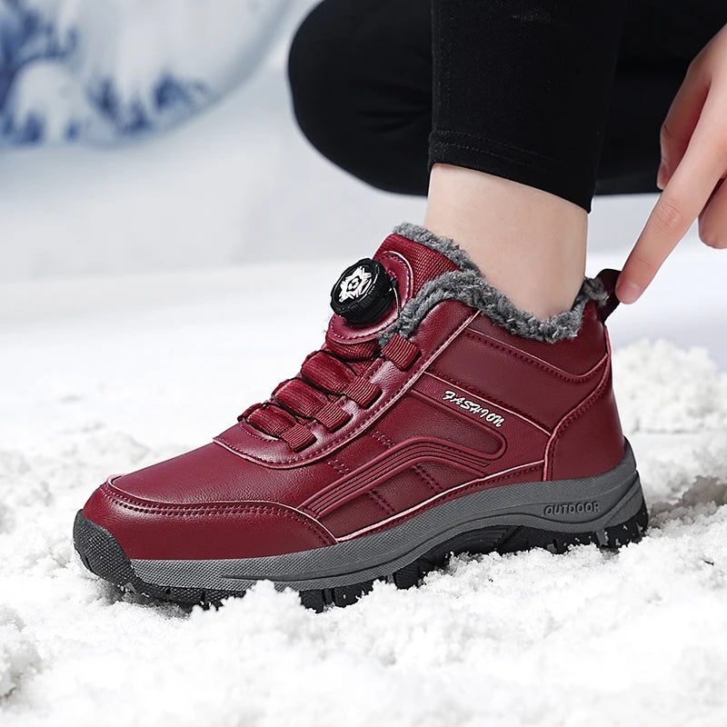 Ladies Adult Plush Lining PU Upper Warm Winter Snow Shoes TPR Outsole Snow Prevention Cold Protection Hard Core