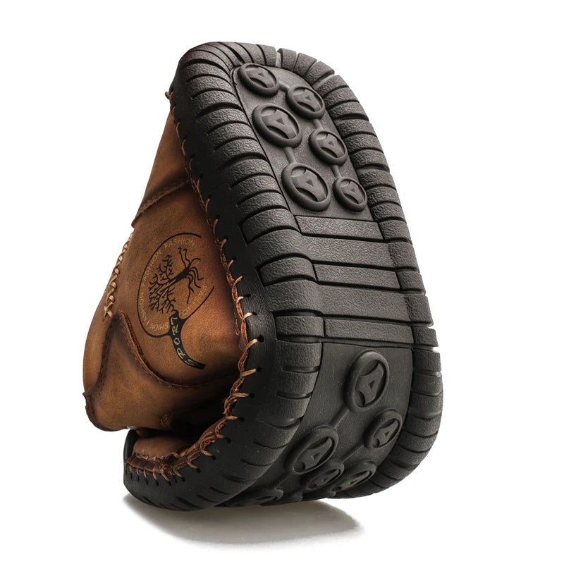 Men's Ankle Boots Work Boots Flats Chukka Outdoor Hiking & Trekking Shoes Leather Mid-top Cotton Padded Warm Lace up  Handmade