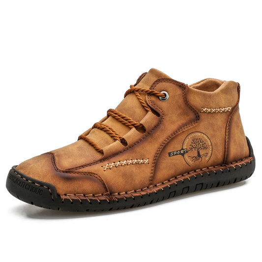 Men's Ankle Boots Work Boots Flats Chukka Outdoor Hiking & Trekking Shoes Leather Mid-top Cotton Padded Warm Lace up  Handmade