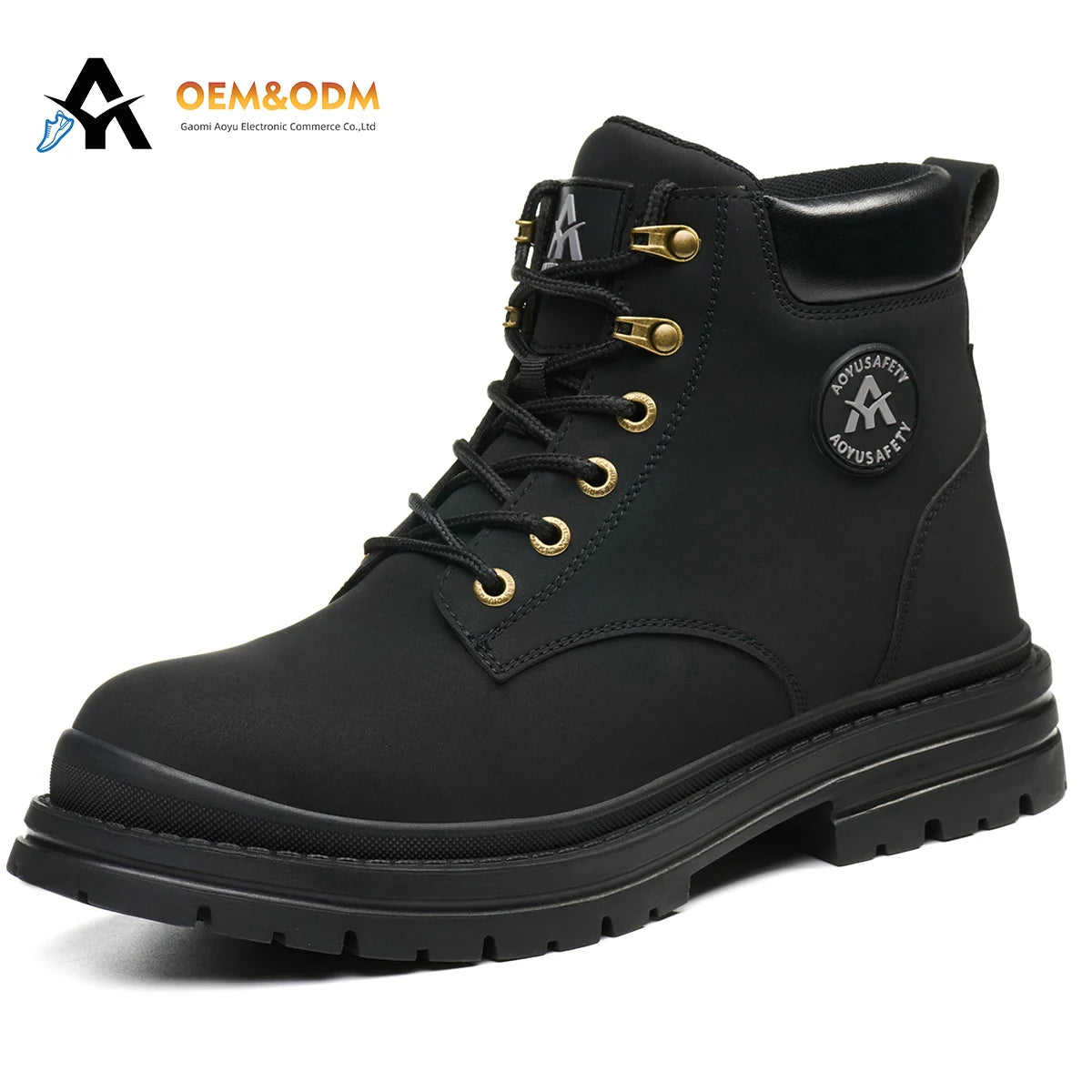 Microfiber Leather Work Boots with Steel Toe Waterproof Rubber Soles No Lace-Brown Cap Safety Shoes for Summer Use in Industries
