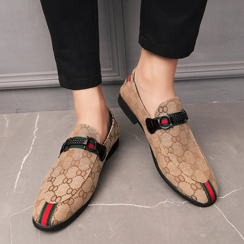 Cuccd Luxury Formal PU Loafers Slip-On Closure Cusp Toe Rubber Outsole Lightweight Comfortable Breathable Office Career Shoes