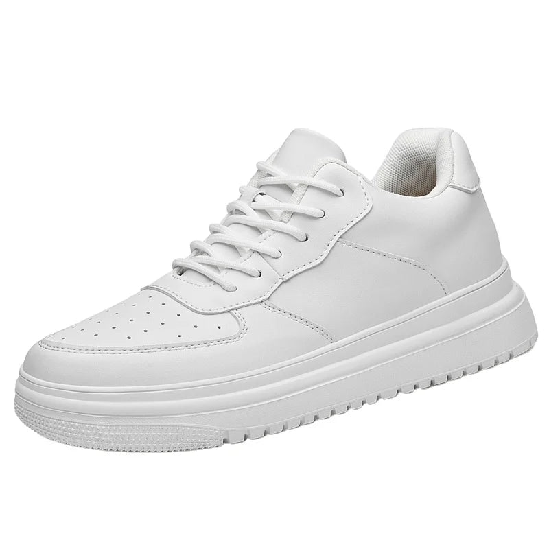 Invisible Inner Height Increasing Shoes for Men Leather Upper Men's Casual Shoes High Top Black Board Men Elevator Shoes