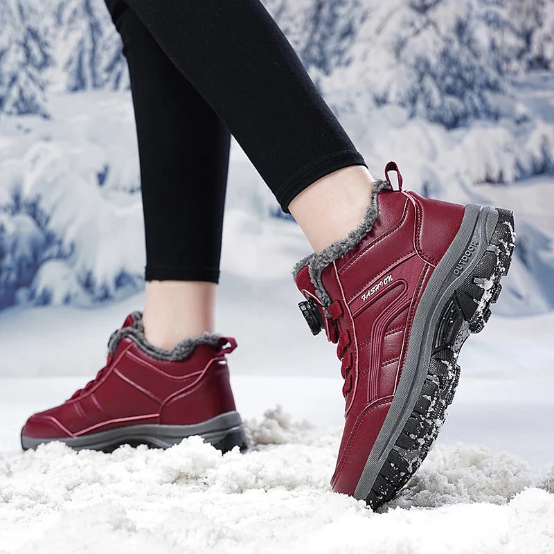 Ladies Adult Plush Lining PU Upper Warm Winter Snow Shoes TPR Outsole Snow Prevention Cold Protection Hard Core