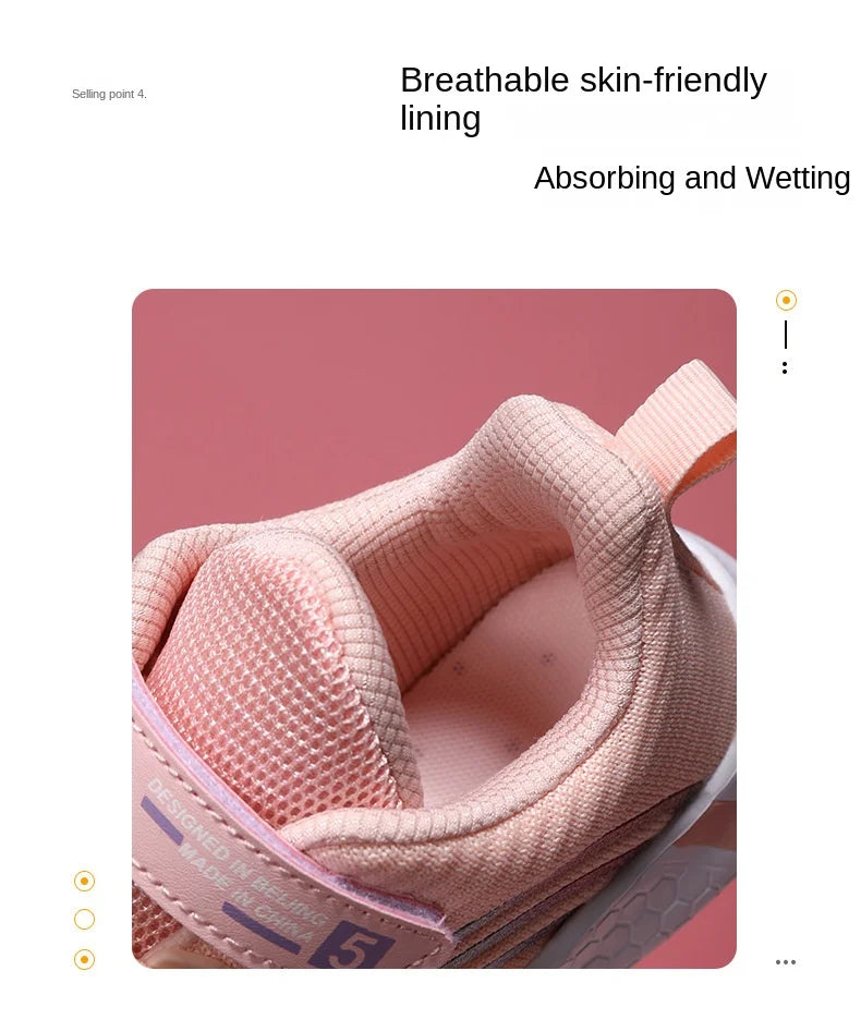 Kids Shoes Girls 6-12 Y Old Casual Sneaker Autumn Mesh Breathable Pink Running Shoes Student White Shoe with Lighted Students