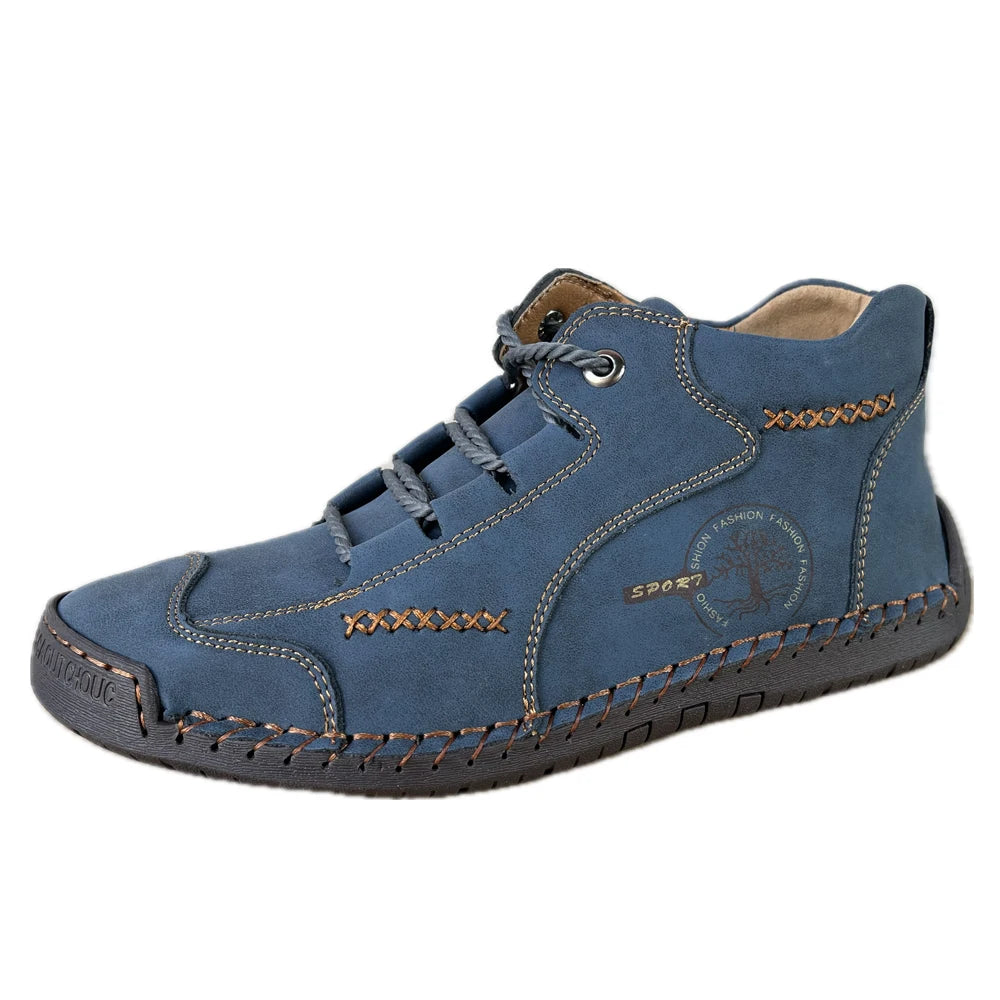 Men's Ankle Boots Work Boots Flats Chukka Outdoor Hiking & Trekking Shoes Leather Mid-top Cotton Padded Warm Lace up  Handmade
