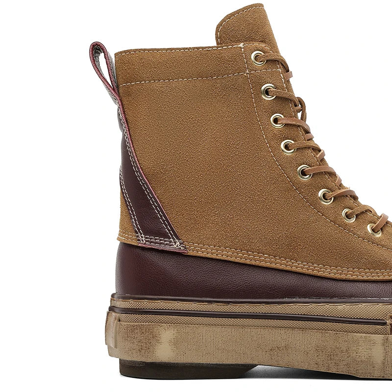 New fashion lace-up men long boots hunting flat rubber Japanese design brand make your logo factory shoes made in china cheap
