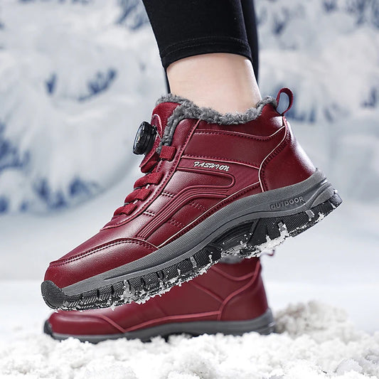 Ladies Adult Plush Lining PU Upper Warm Winter Snow Shoes TPR Outsole Snow Prevention Cold Protection Hard Core