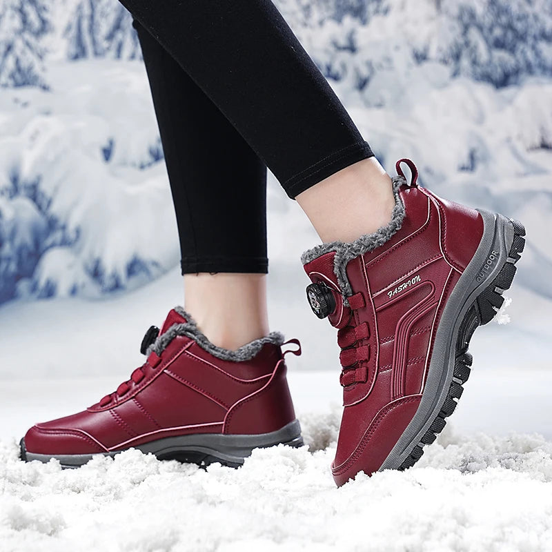 Ladies Adult Plush Lining PU Upper Warm Winter Snow Shoes TPR Outsole Snow Prevention Cold Protection Hard Core