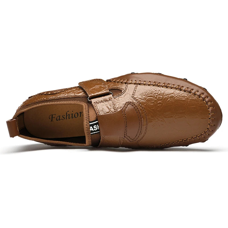 Accept OEM Service Add LOGO 4 Season Hand Made Genuine Leather Casual Business Career Dress Shoes Men Loafers