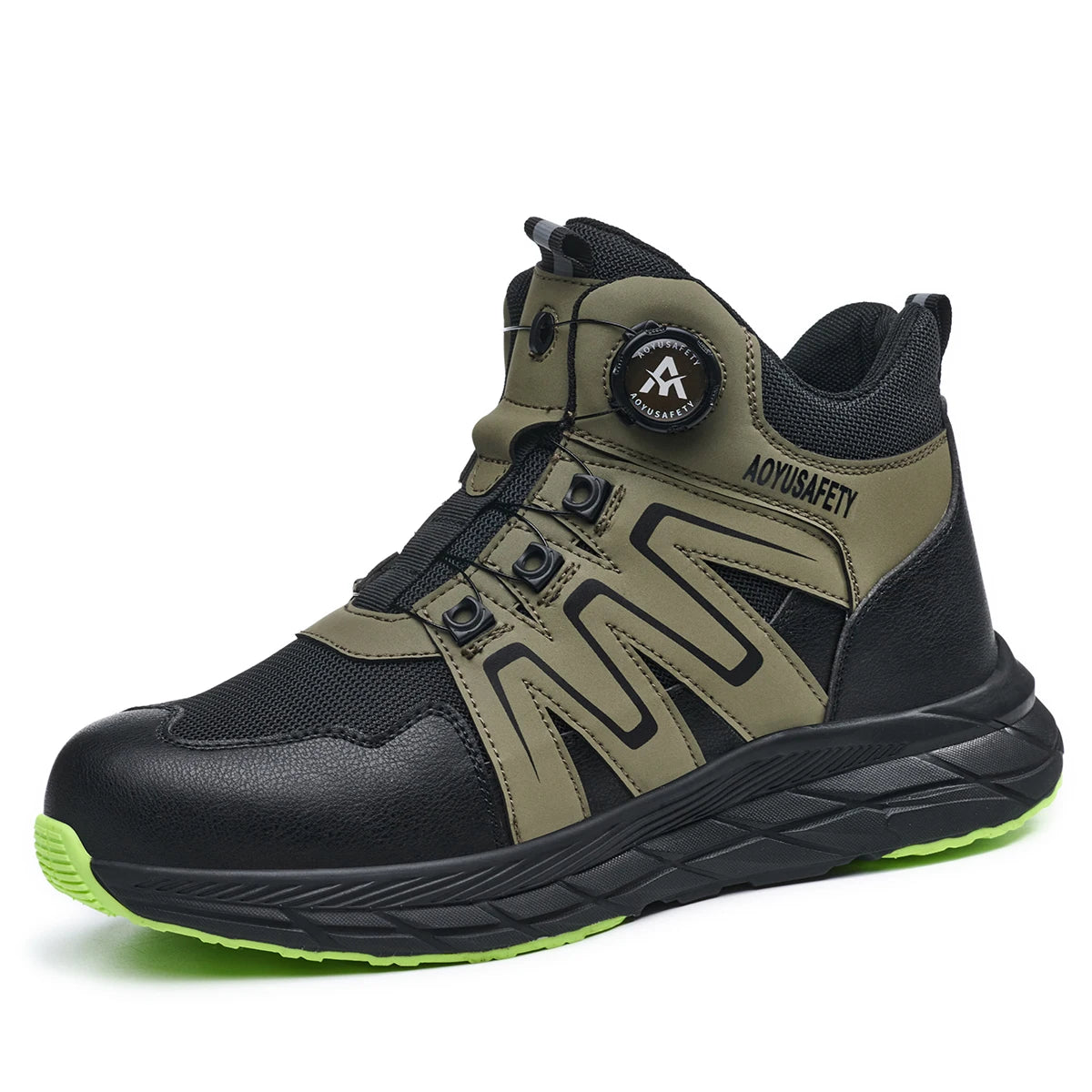 Microfiber Leather Work Boots with Steel Toe Waterproof Rubber Soles No Lace-Brown Cap Safety Shoes for Summer Use in Industries