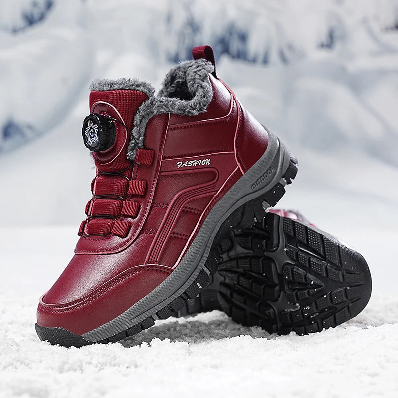 Ladies Adult Plush Lining PU Upper Warm Winter Snow Shoes TPR Outsole Snow Prevention Cold Protection Hard Core