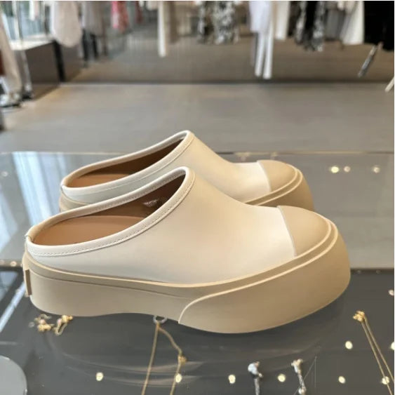 Genuine Leather White Summer Sneakers Board Shoes Fashionable Versatile Color-blocking Sports Casual One-foot Lazy Shoes Floral