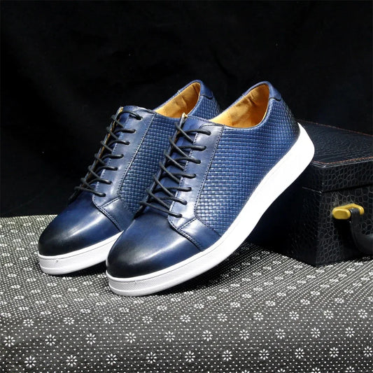 Men's Classic Derby Casual Shoes Cow Genuine Leather Lace-Up Comfortable Driving Sneakers Flat Original Style for Men