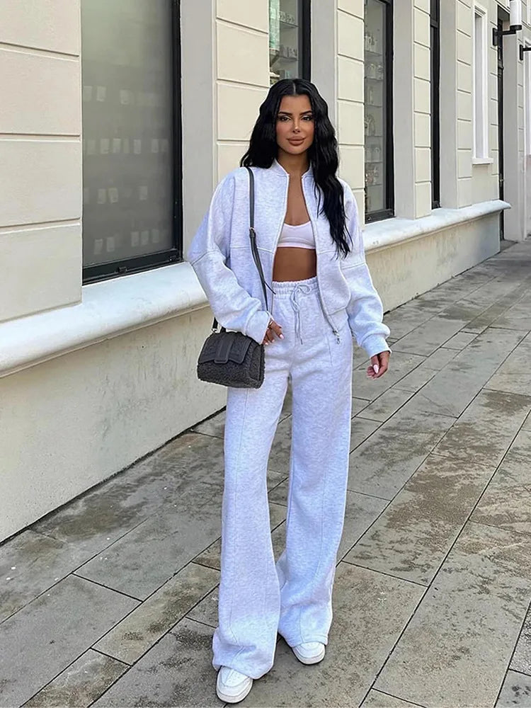 Casual Pants Suit 2025 Autumn Winter Cardigan Sweatshirts Sports Women Fashion Street Long-sleeved Jacket Trousers Two-piece Set