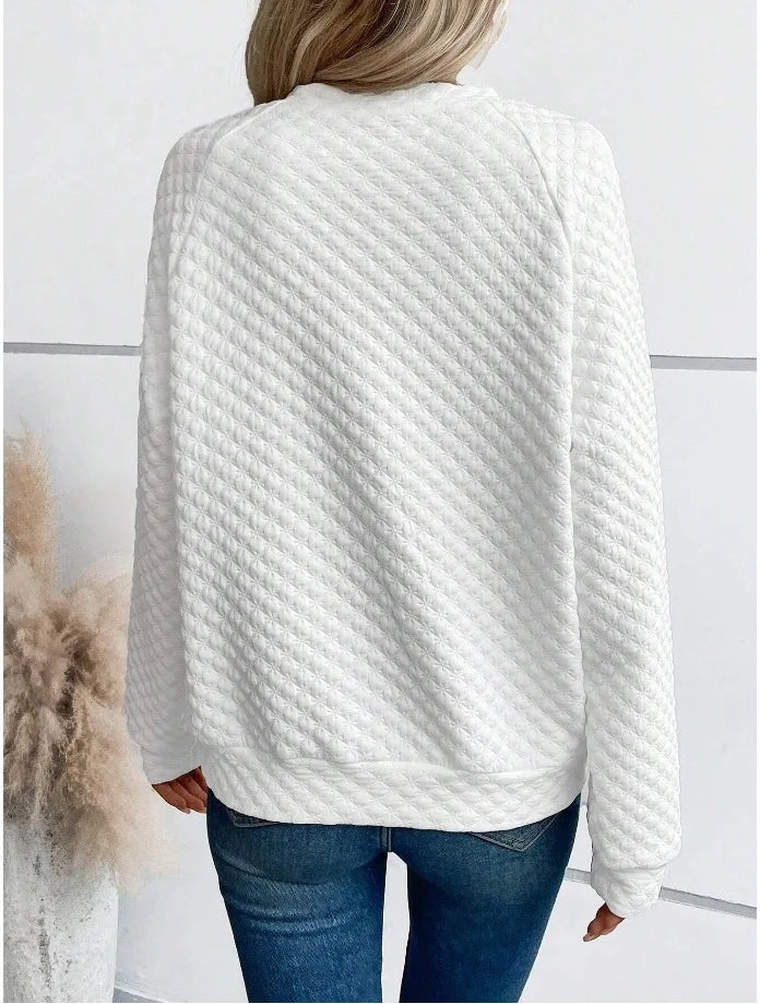Women Sweatshirt 2025 Spring Autumn Latest Fashion Solid Color Deep V-Neck Pullover Long Sleeved Casual Hoodie Loose Sporty Top