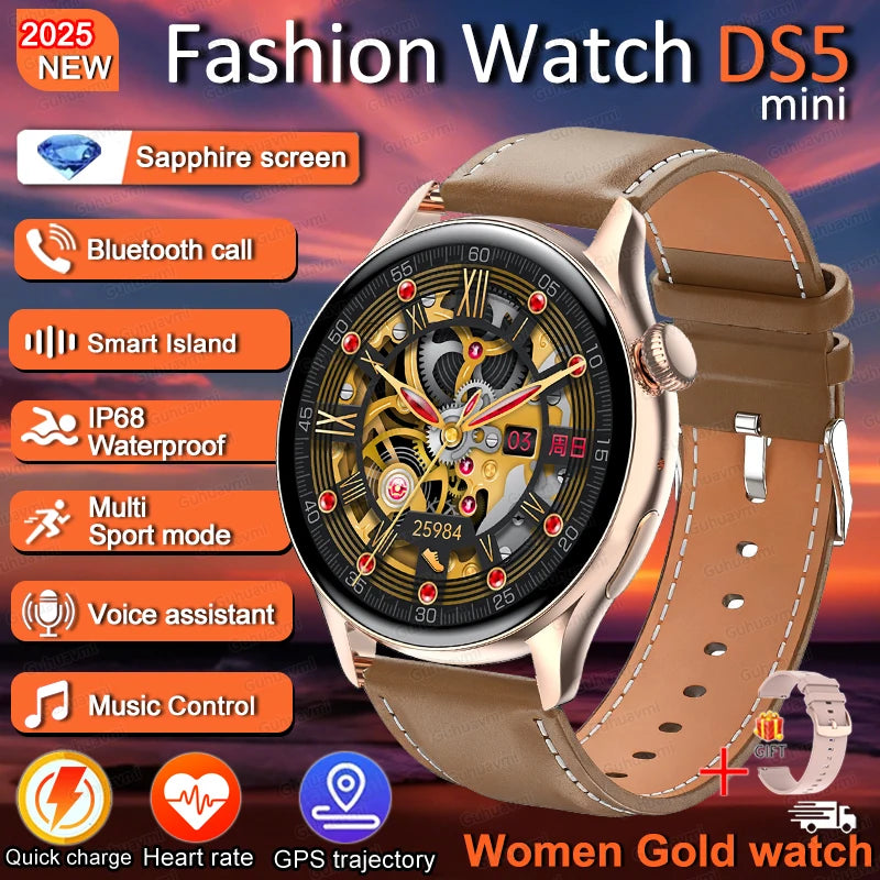 For Female IOS Women Watch 4 Mini Smart Watch AMOLED NFC Heart Rate Clock BT Call GPS Lady Smartwatch for Women pink Custom dial