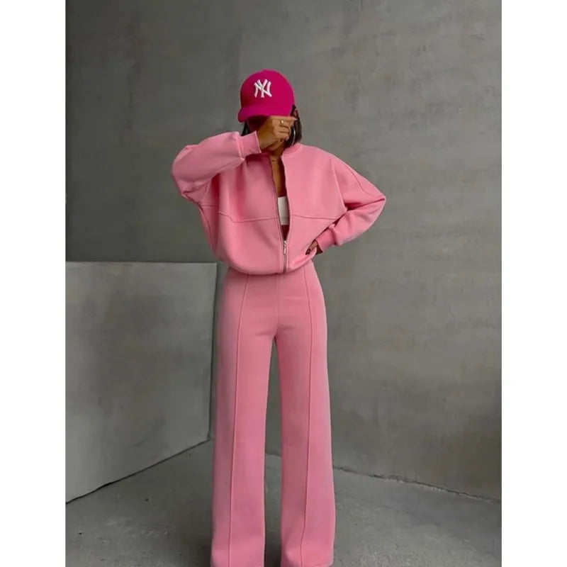 Casual Pants Suit 2025 Autumn Winter Cardigan Sweatshirts Sports Women Fashion Street Long-sleeved Jacket Trousers Two-piece Set
