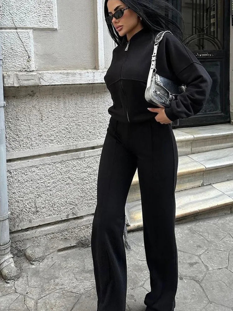 Casual Pants Suit 2025 Autumn Winter Cardigan Sweatshirts Sports Women Fashion Street Long-sleeved Jacket Trousers Two-piece Set