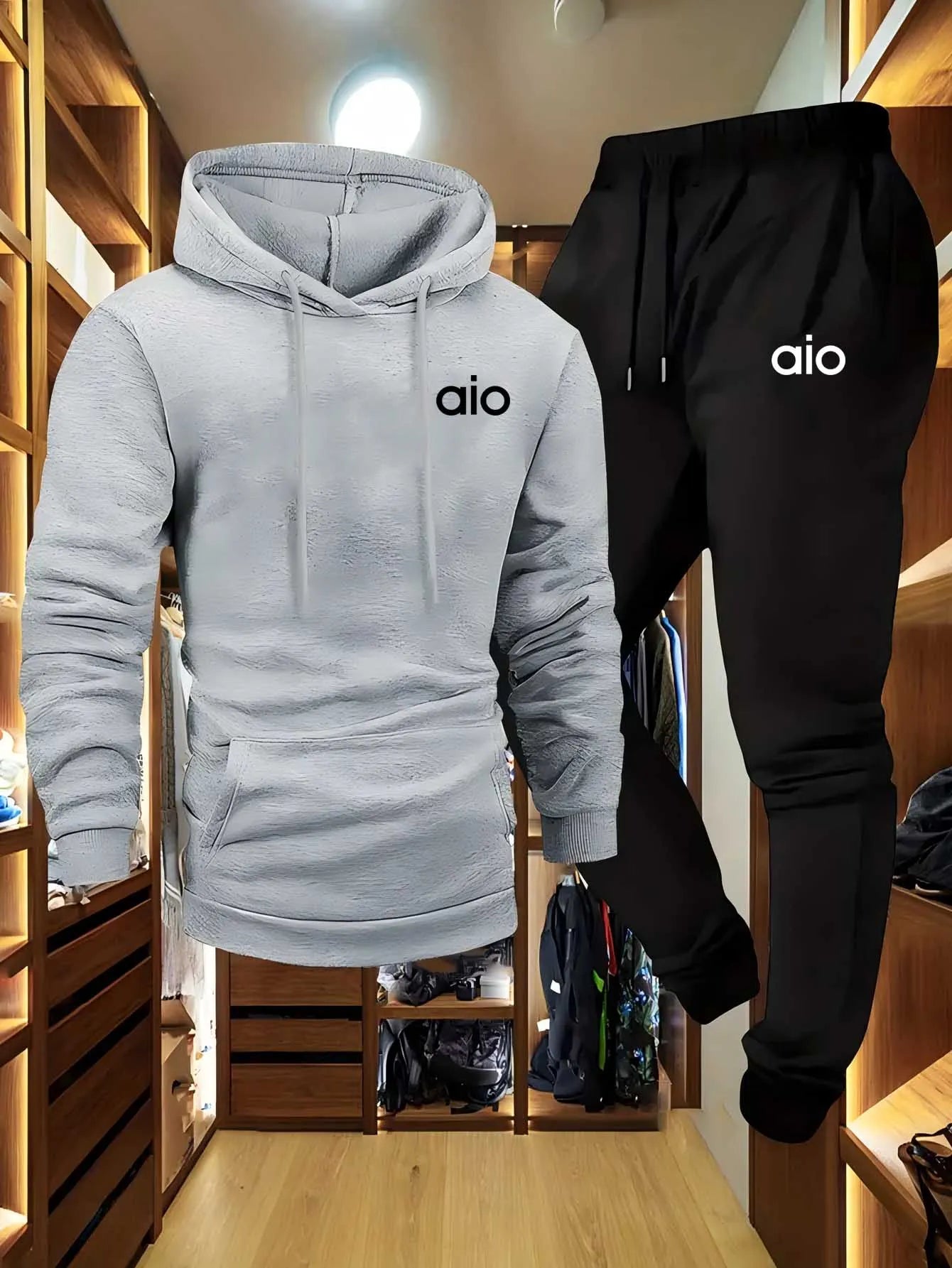 New Men's Color Block Hoodie and Sweatpants Set 2025 Soft Fabric Waist Drawstring Stylish Black White Print clothes for men