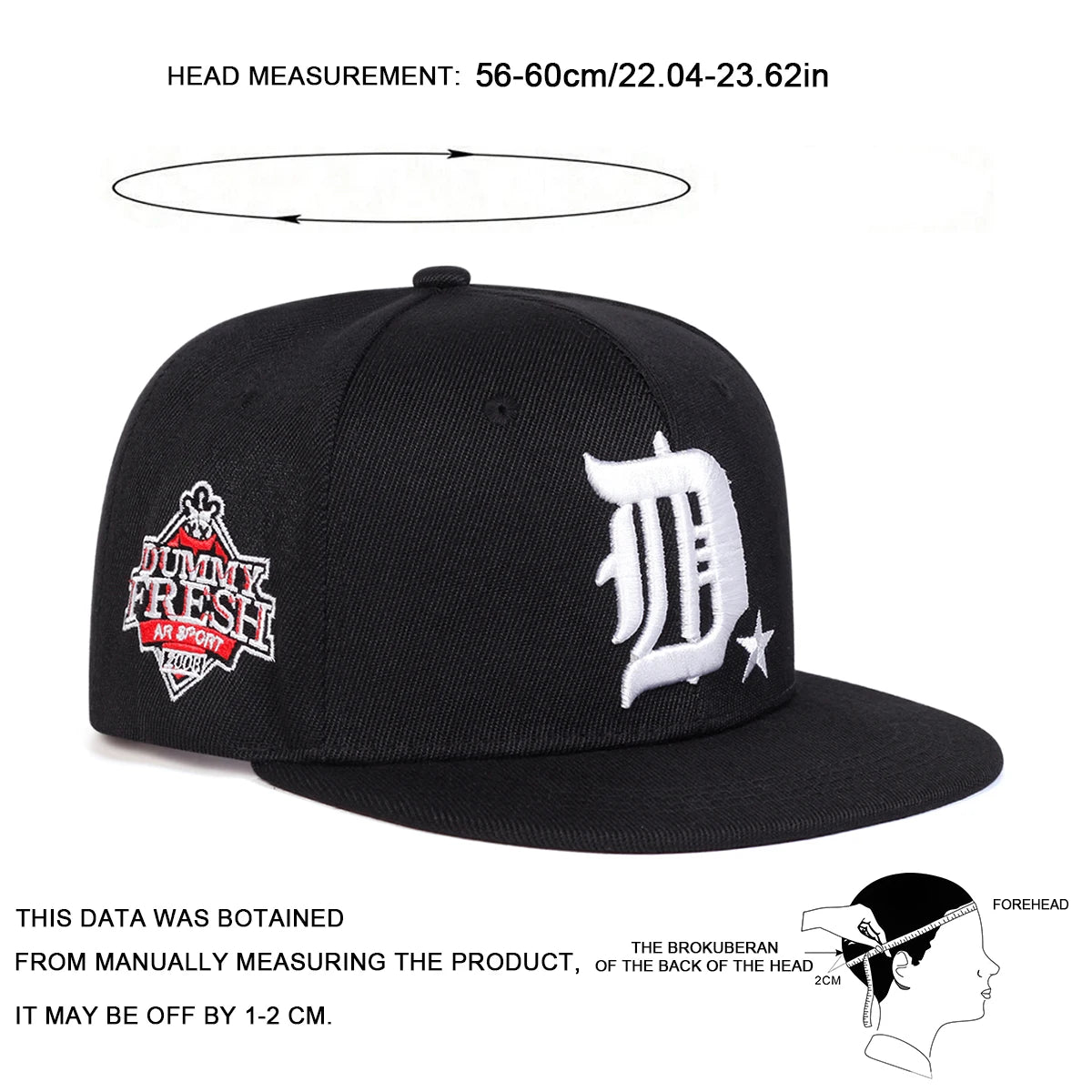 Unisex D Letter Side DUMMY FRESH Embroidery Hip-hop Hats Spring Autumn Outdoor Adjustable Casual Baseball Caps Sunscreen Hat Cap