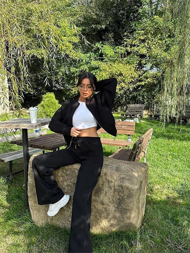 Casual Pants Suit 2025 Autumn Winter Cardigan Sweatshirts Sports Women Fashion Street Long-sleeved Jacket Trousers Two-piece Set