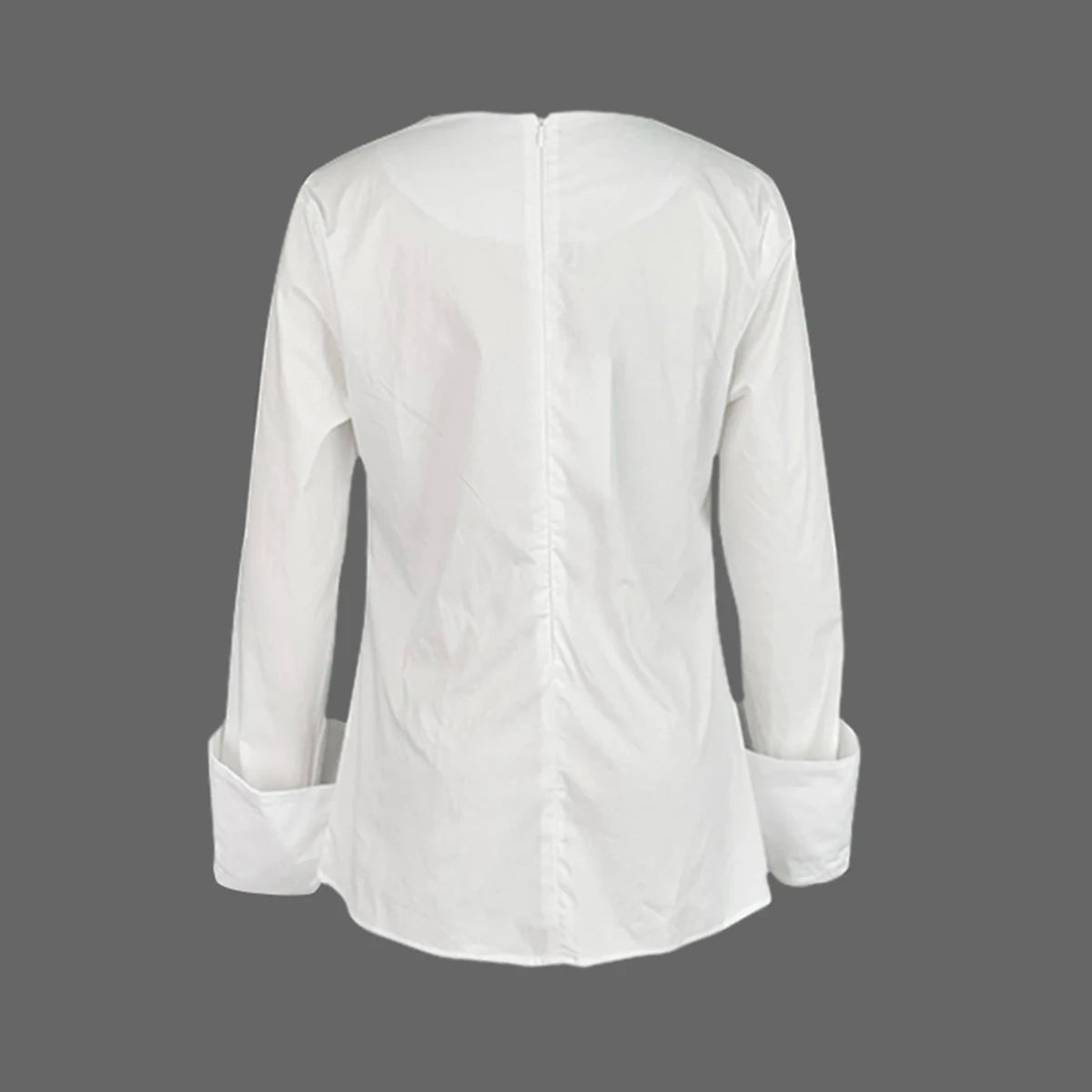 Woman 2025 New Round-neck T-shirts Blouse Autumn Spring Long Sleeves Simple 100% Cotton Urban Casual White Shits Tops for Women