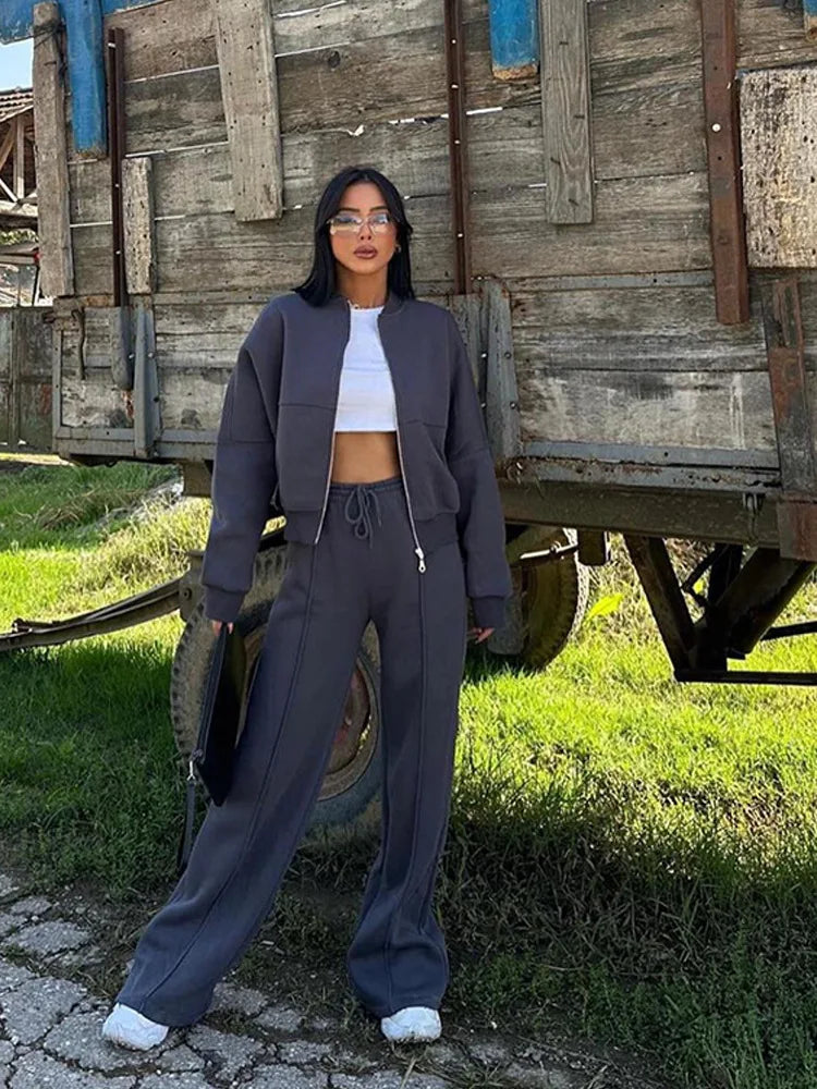 Casual Pants Suit 2025 Autumn Winter Cardigan Sweatshirts Sports Women Fashion Street Long-sleeved Jacket Trousers Two-piece Set