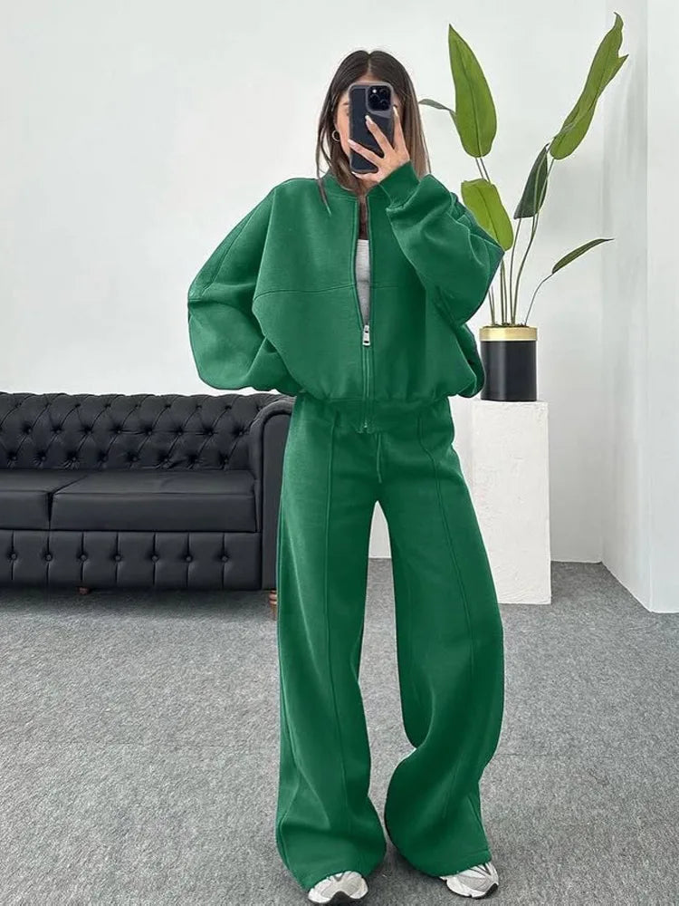 Casual Pants Suit 2025 Autumn Winter Cardigan Sweatshirts Sports Women Fashion Street Long-sleeved Jacket Trousers Two-piece Set