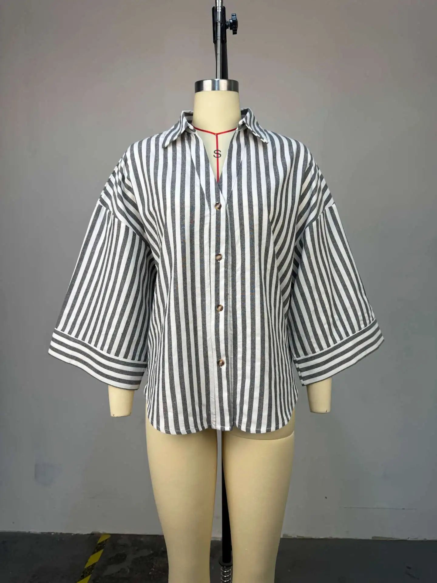 Women Top Blouses Shirt Turn Down Collar Full Sleeve Tops Striped Y2k Streetwear Elegant Splice Shirts Casual Loose Work Autumn