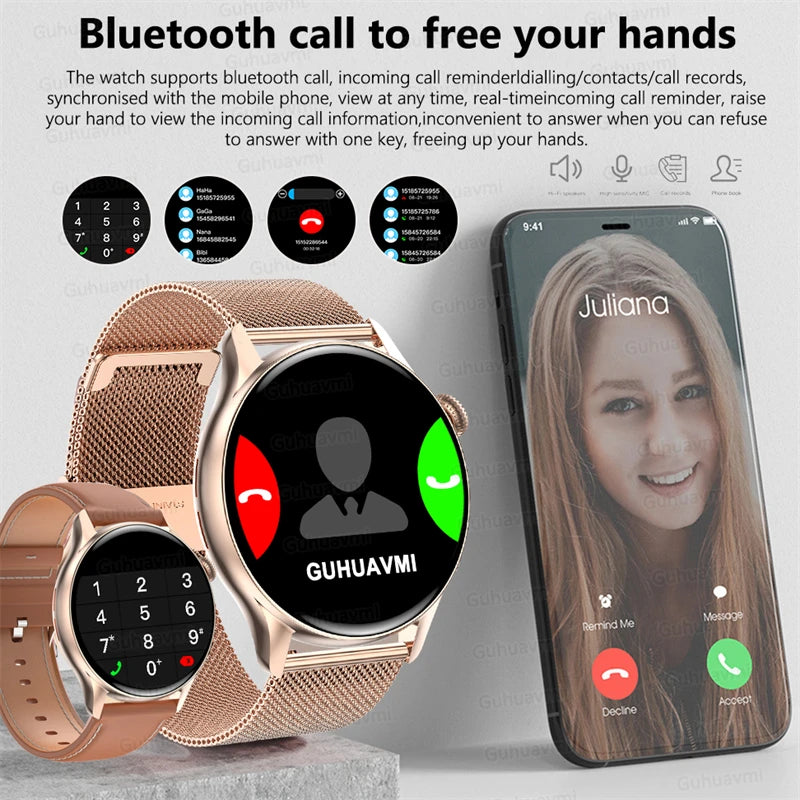 For Female IOS Women Watch 4 Mini Smart Watch AMOLED NFC Heart Rate Clock BT Call GPS Lady Smartwatch for Women pink Custom dial